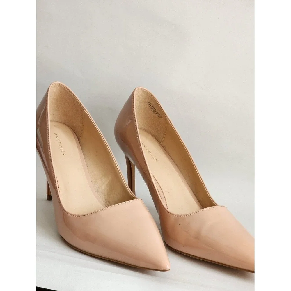 Ann Taylor Nude Patent Pointed Toe Stiletto Pumps Size 8